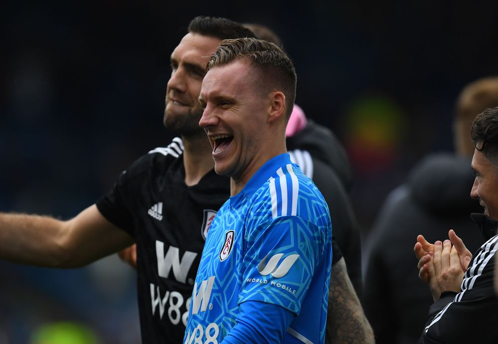 Bernd Leno celebrates at full-time