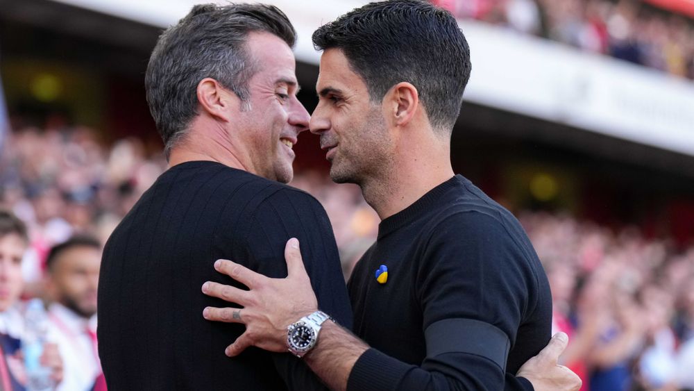 Marco Silva embraces Mikel Arteta