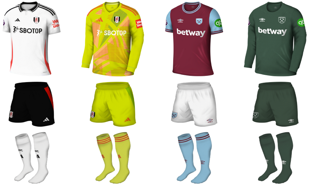Fulham x West Ham kits Fulham x West Ham kits