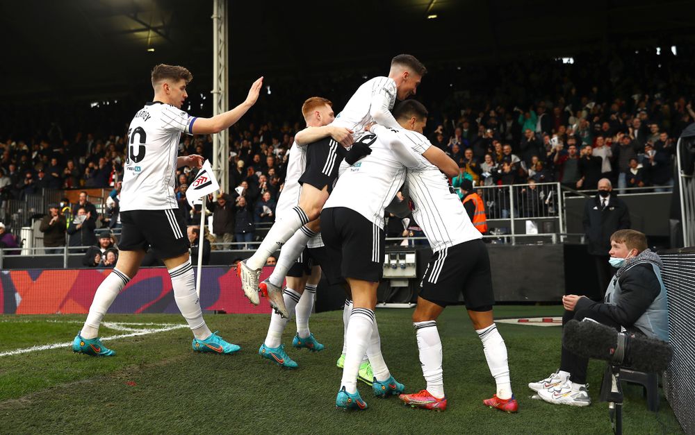 Fulham celebrate after scoring the first against Blackpool Fulham celebrate after scoring the first against Blackpool