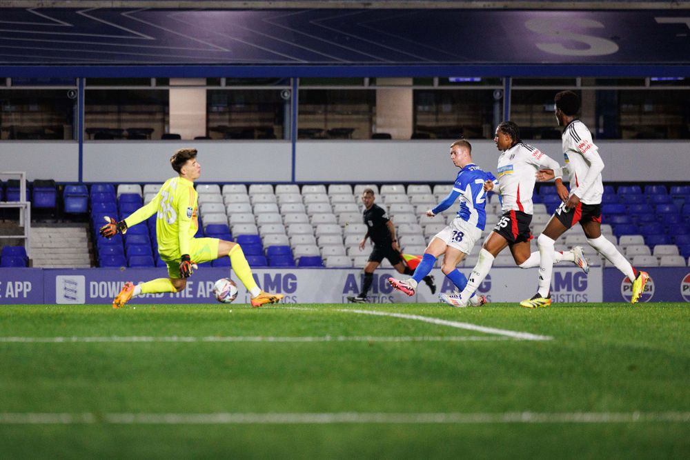 Birmingham City's Jay Stansfield gives his side the lead against Fulham U21s