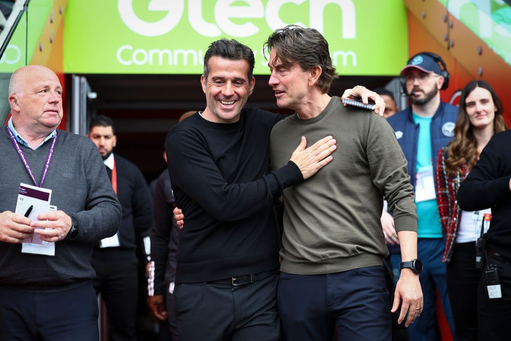 Marco Silva greets Thomas Frank Marco Silva greets Thomas Frank