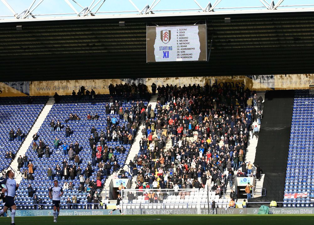 Fulham's travelling fans at Deepdale