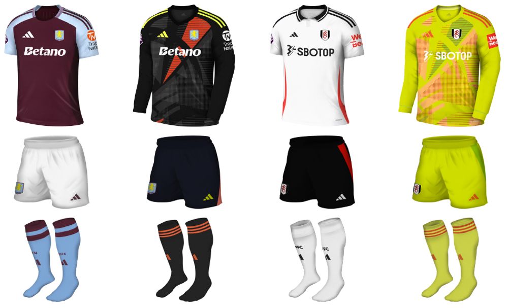 Aston Villa v Fulham kits Aston Villa v Fulham kits
