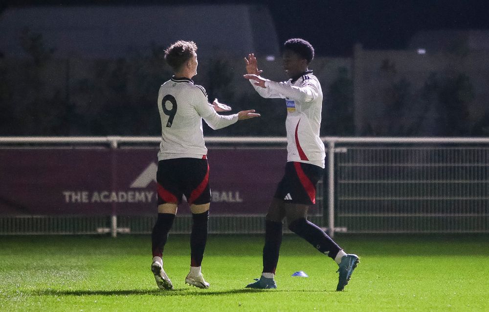 Callum Osmand and Aaron Loupalo-Bi celebrate a Fulham U21s goal against West Ham United Callum Osmand and Aaron Loupalo-Bi celebrate a Fulham U21s goal against West Ham United