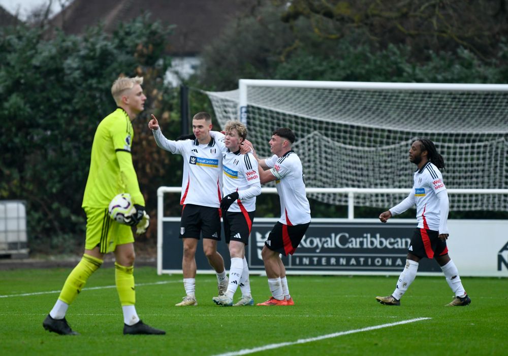 Kristian Šekularac celebrates his second goal for Fulham U21s against Arsenal