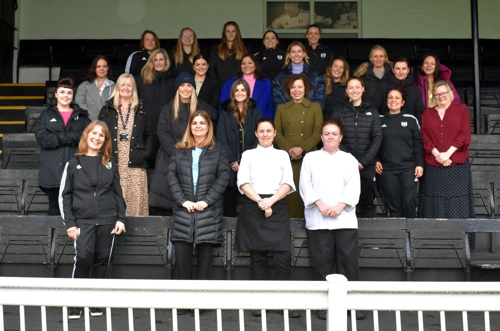 Fulham's staff based at Motspur Park congregated for a group photo to celebrate International Women's Day Fulham's staff based at Motspur Park congregated for a group photo to celebrate International Women's Day