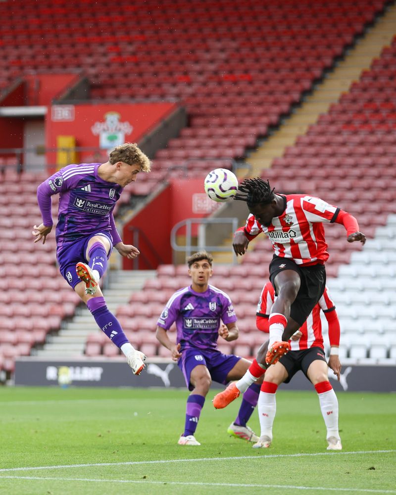 Callum Osmand heads an effort towards goal for Fulham Under-21s against Southampton Under-21s Callum Osmand heads an effort towards goal for Fulham Under-21s against Southampton Under-21s