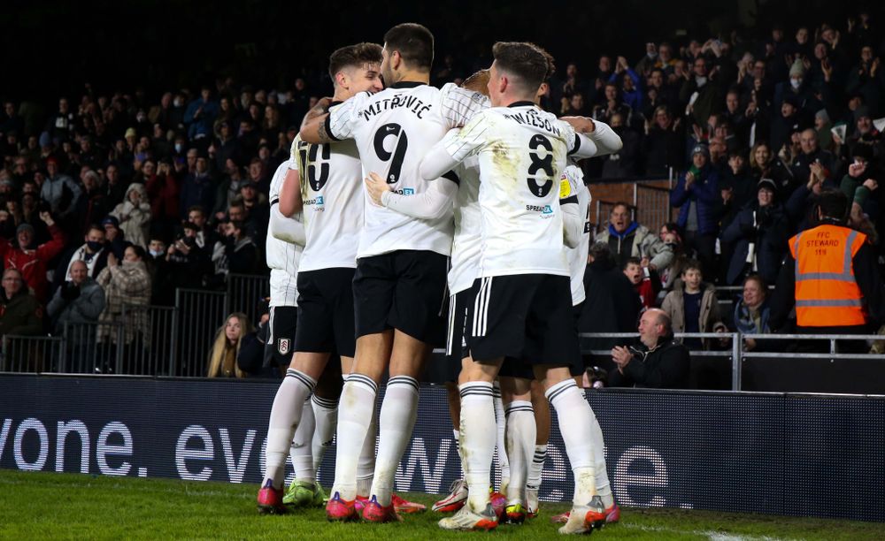 The Fulham players celebrate