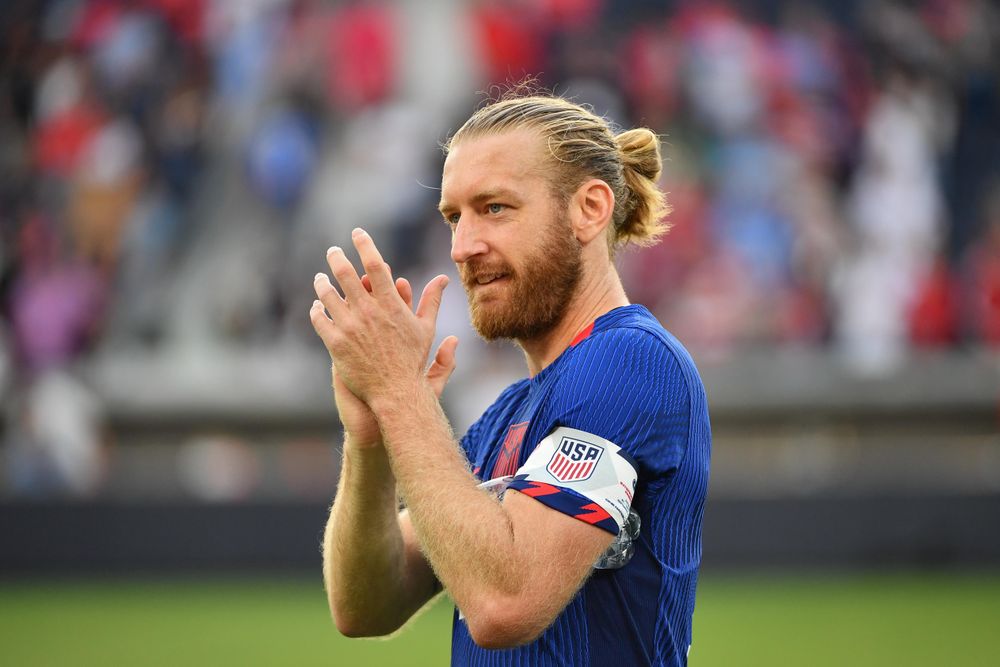 Tim Ream celebrates victory over Uzbekistan Tim Ream celebrates victory over Uzbekistan