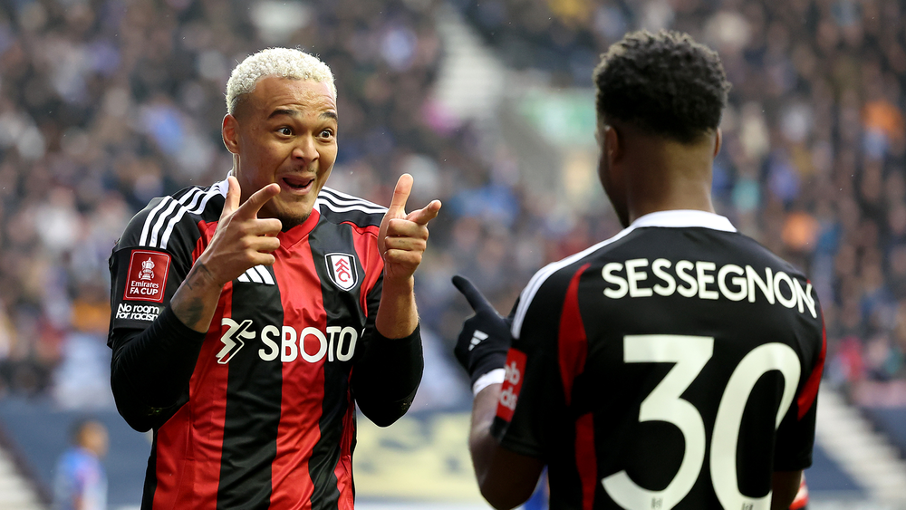 Rodrigo Muniz and Ryan Sessegnon celebrate against Wigan Rodrigo Muniz and Ryan Sessegnon celebrate against Wigan