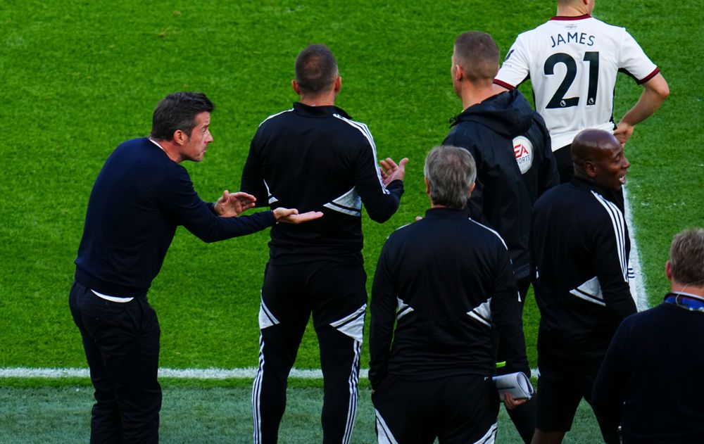 Marco Silva reacts after West Ham's second goal is allowed to stand Marco Silva reacts after West Ham's second goal is allowed to stand