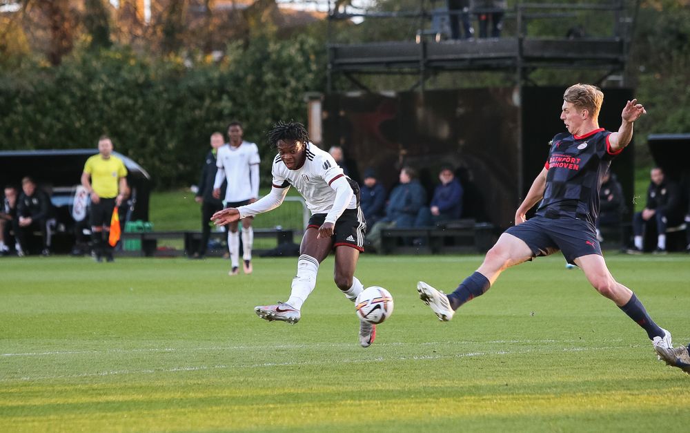 Martial Godo bends a shot towards goal Martial Godo bends a shot towards goal
