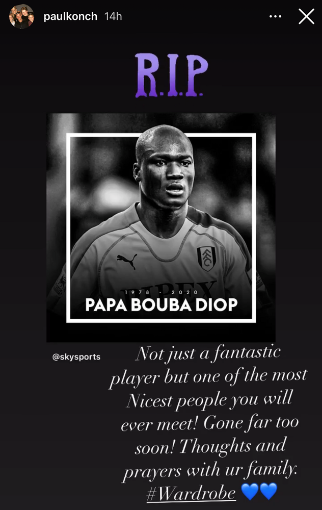 Paul Konchesky pays tribute to Papa Bouba Diop on Instagram Paul Konchesky pays tribute to Papa Bouba Diop on Instagram