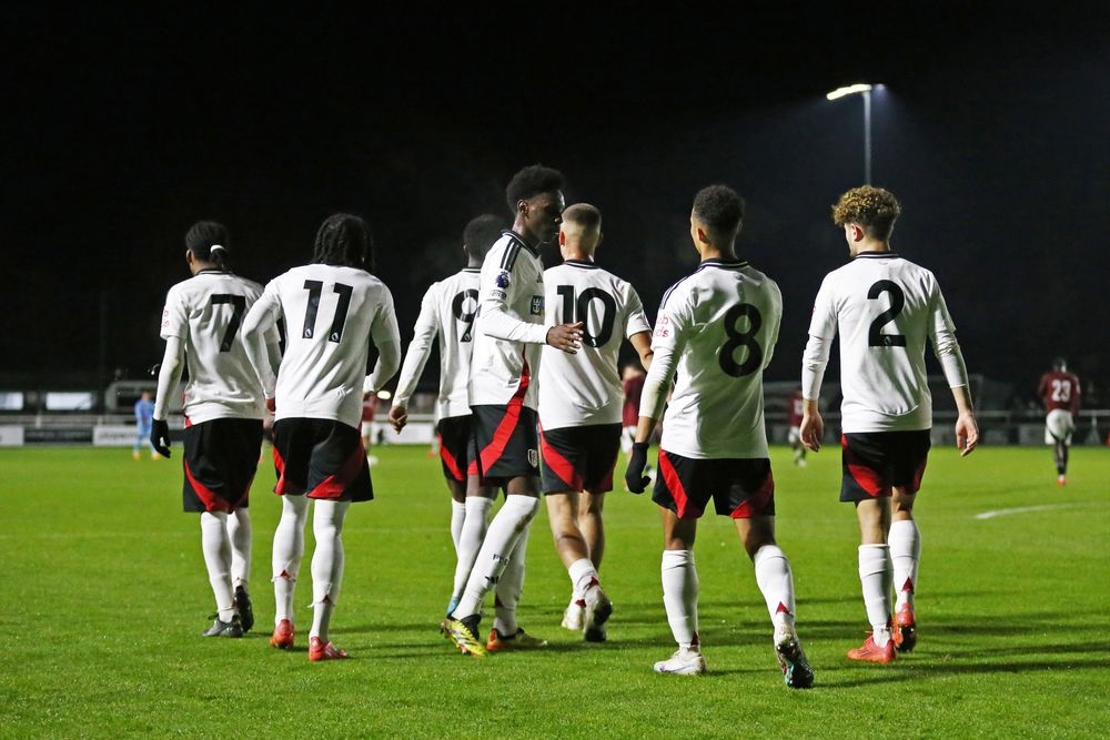 Fulham Under-21s players celebrate a goal against Sparta Praha Fulham Under-21s players celebrate a goal against Sparta Praha