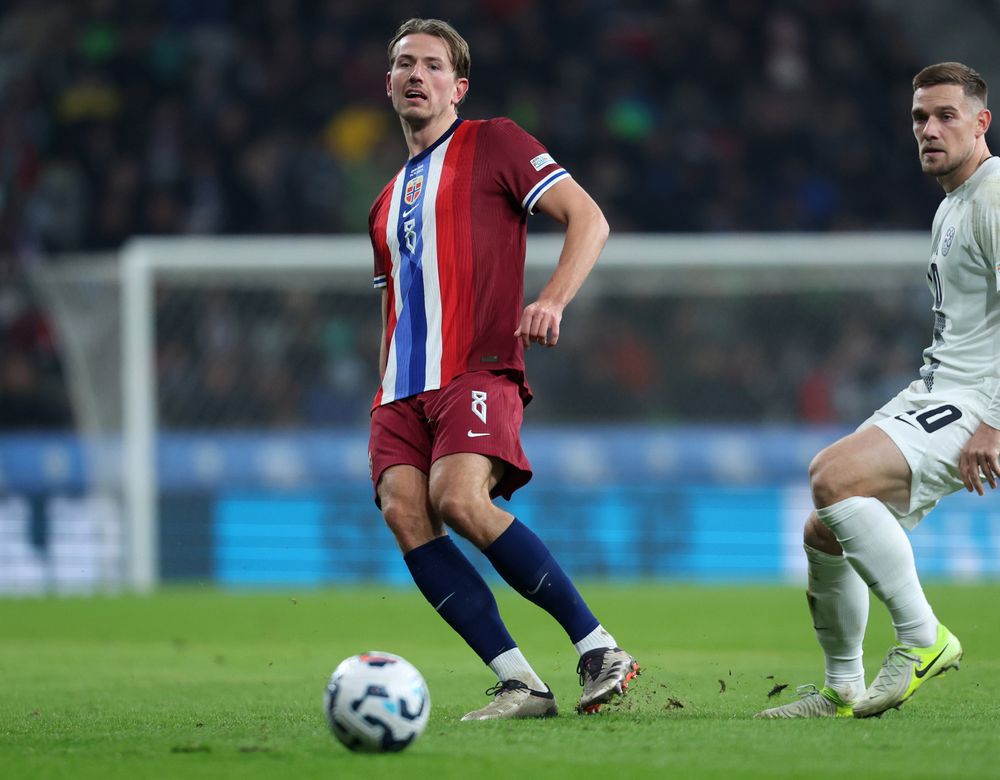 Sander Berge in action for Norway against Slovenia Sander Berge in action for Norway against Slovenia
