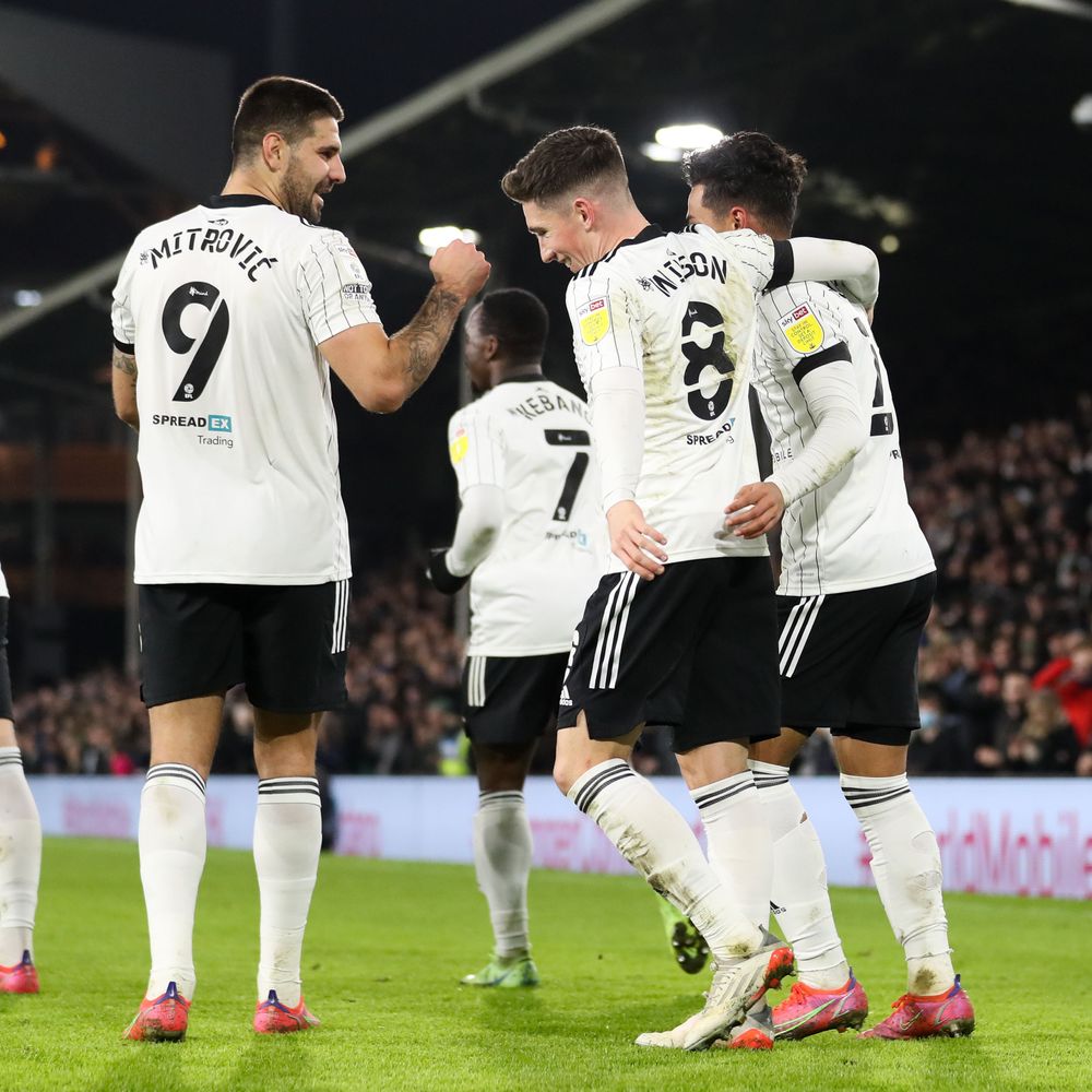 Aleksandar Mitrović and Harry Wilson congratulate Fabio Carvalho