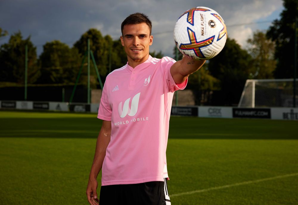 João Palhinha with the new Premier League match ball João Palhinha with the new Premier League match ball