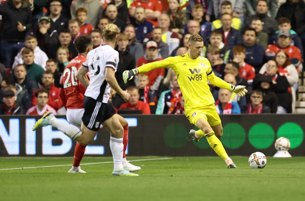 Bernd Leno in action against Nottingham Forest