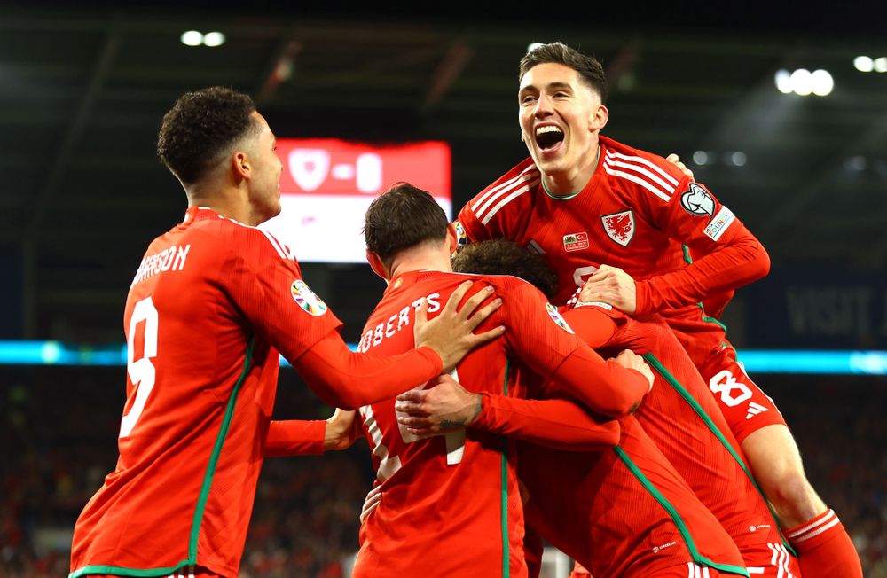 Harry Wilson celebrates Wales' opening goal Harry Wilson celebrates Wales' opening goal