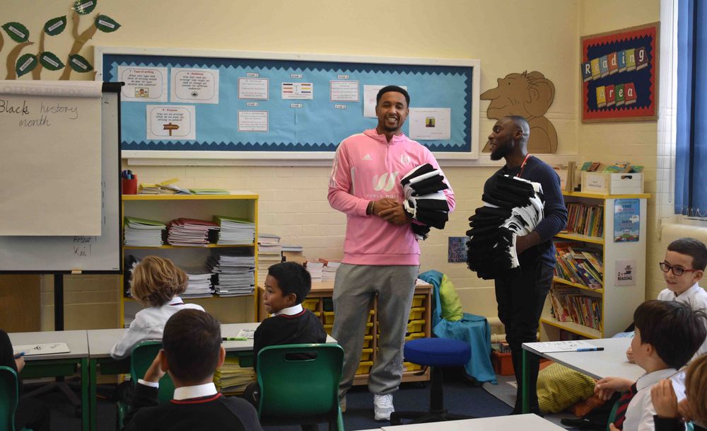 Kenny Tete and Jamie Dapaah address the class