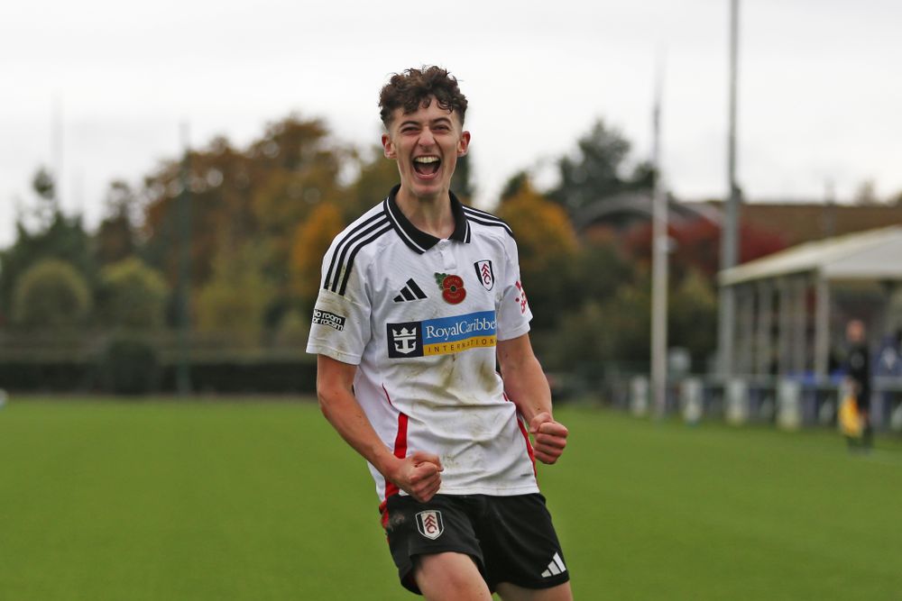 Tom Wingate celebrates his goal for Fulham U18s against Chelsea U18s Tom Wingate celebrates his goal for Fulham U18s against Chelsea U18s