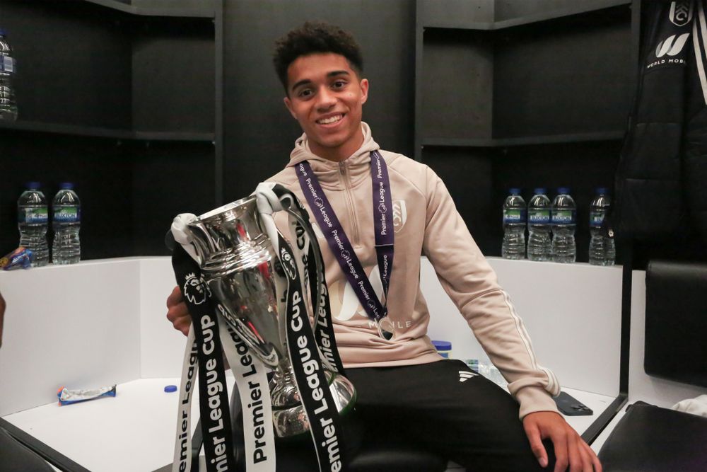 Josh King poses with the Premier League Cup trophy Josh King poses with the Premier League Cup trophy