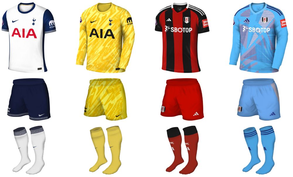Tottenham x Fulham kits Tottenham x Fulham kits