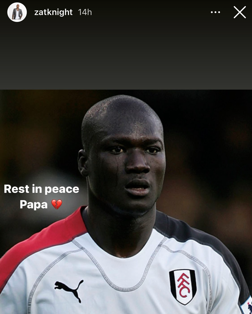 Zat Knight pays tribute to Papa Bouba Diop on Instagram Zat Knight pays tribute to Papa Bouba Diop on Instagram