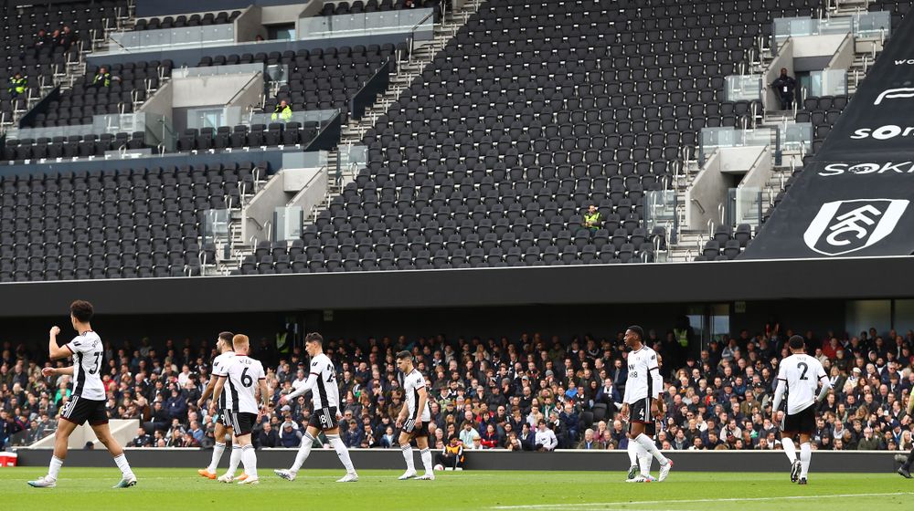 The Fulham players react to the opener