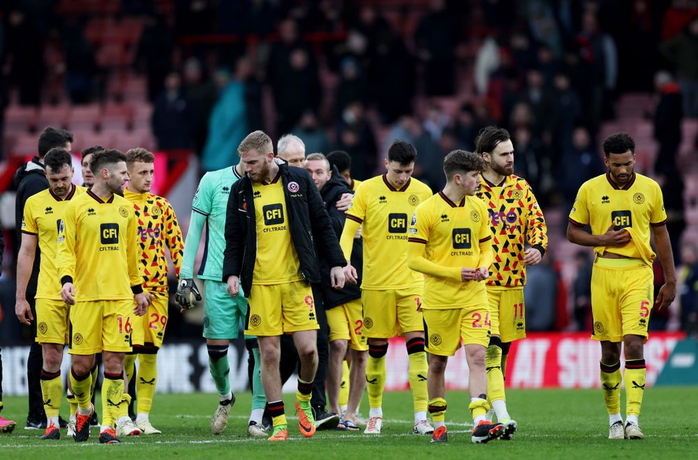 Sheffield United's players at full-time of their game with Bournemouth Sheffield United's players at full-time of their game with Bournemouth