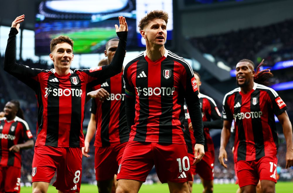 Tom Cairney celebrates his equaliser with the Fulham fans Tom Cairney celebrates his equaliser with the Fulham fans