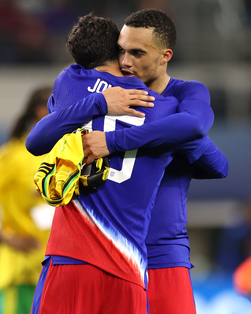 Antonee Robinson celebrates victory for the USA over Jamaica Antonee Robinson celebrates victory for the USA over Jamaica