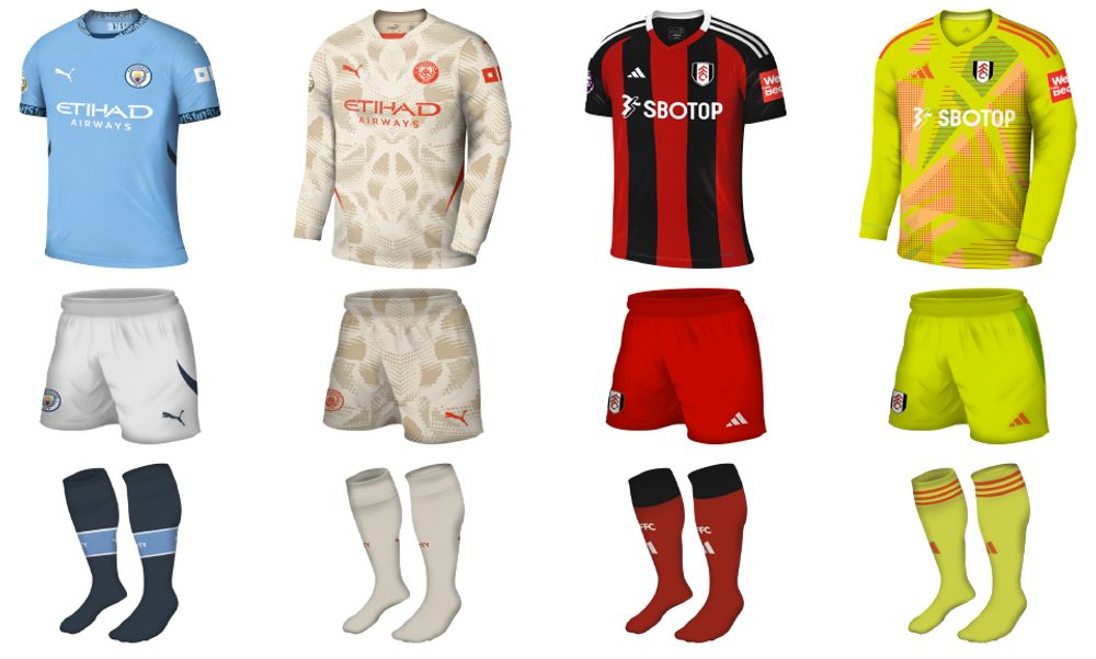 Manchester City x Fulham kits Manchester City x Fulham kits