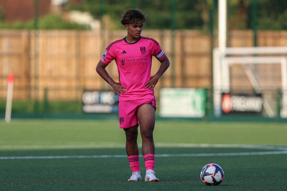 Fulham Under-18s midfielder Jayden Quashie stands over a free-kick Fulham Under-18s midfielder Jayden Quashie stands over a free-kick