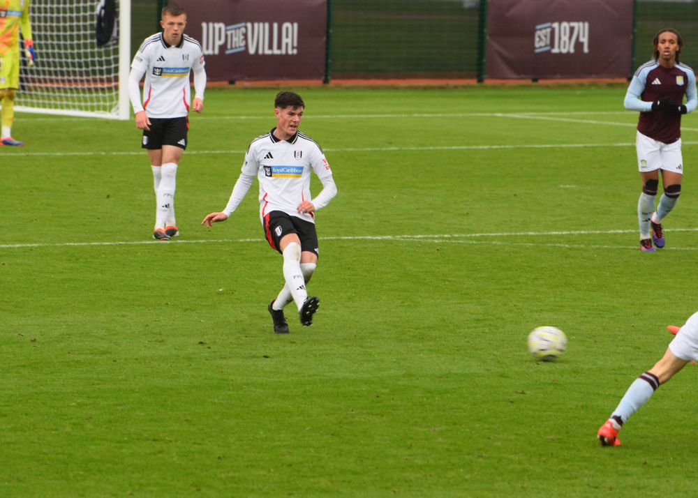 Alfie White on the ball for Fulham Under-18s against Aston Villa Alfie White on the ball for Fulham Under-18s against Aston Villa