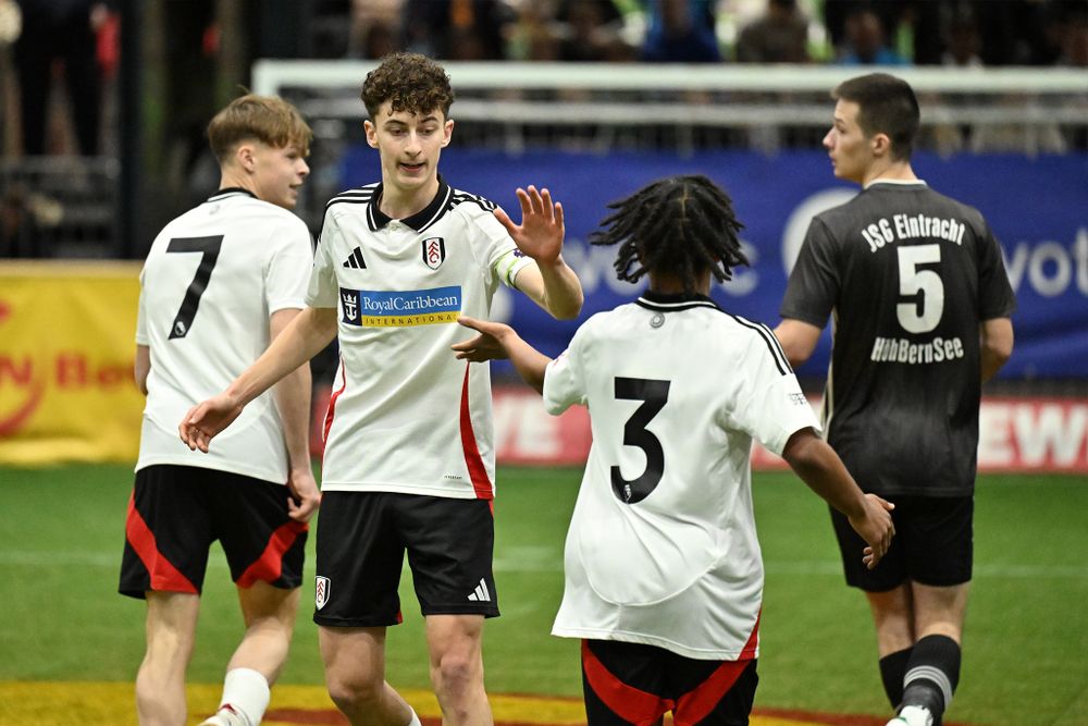 Tom Wingate celebrates with Dylan De-Gale at the REWE Junior Cup