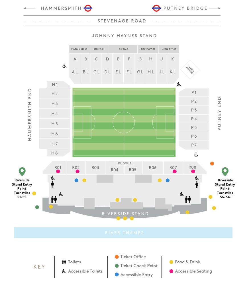 Craven Cottage Riverside Map