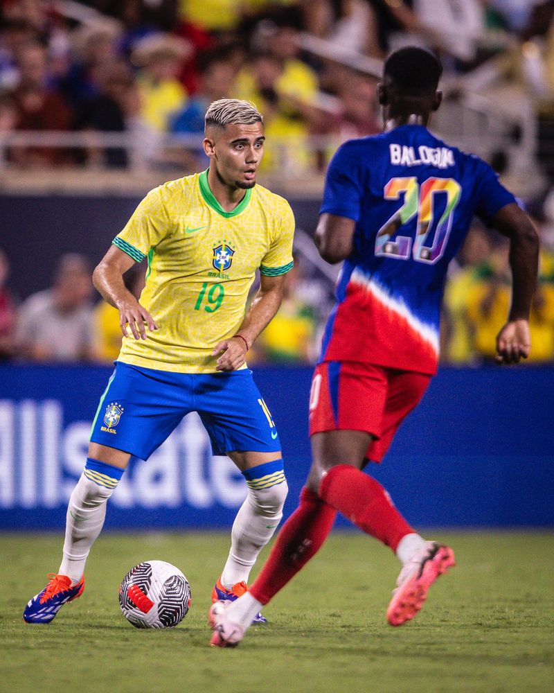 Andreas Pereira in action for Brazil against the United States Andreas Pereira in action for Brazil against the United States