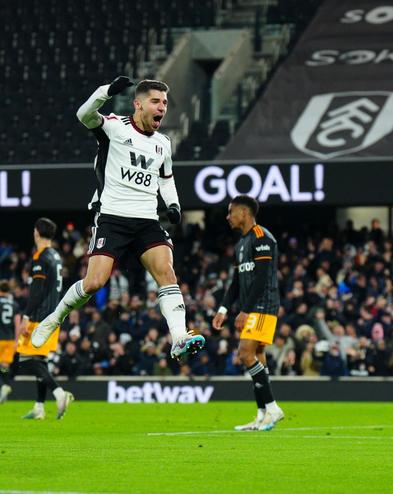 Manor Solomon celebrates scoring against Leeds