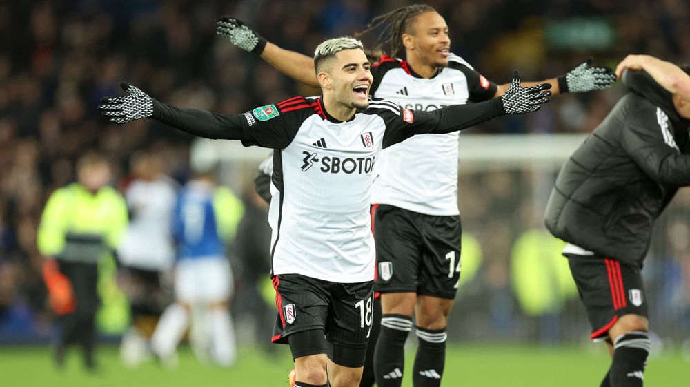 Andreas Pereira celebrates victory over Everton Andreas Pereira celebrates victory over Everton