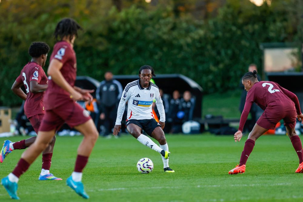 Martial Godo in action for Fulham Under-21s against Manchester City Martial Godo in action for Fulham Under-21s against Manchester City