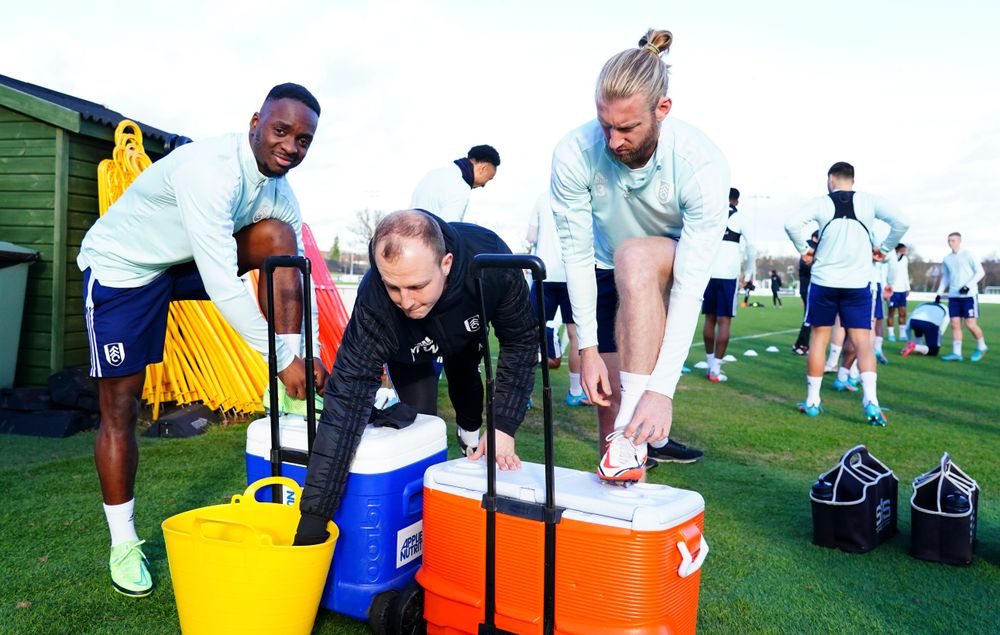 Neeskens Kebano and Tim Ream prepare for training Neeskens Kebano and Tim Ream prepare for training