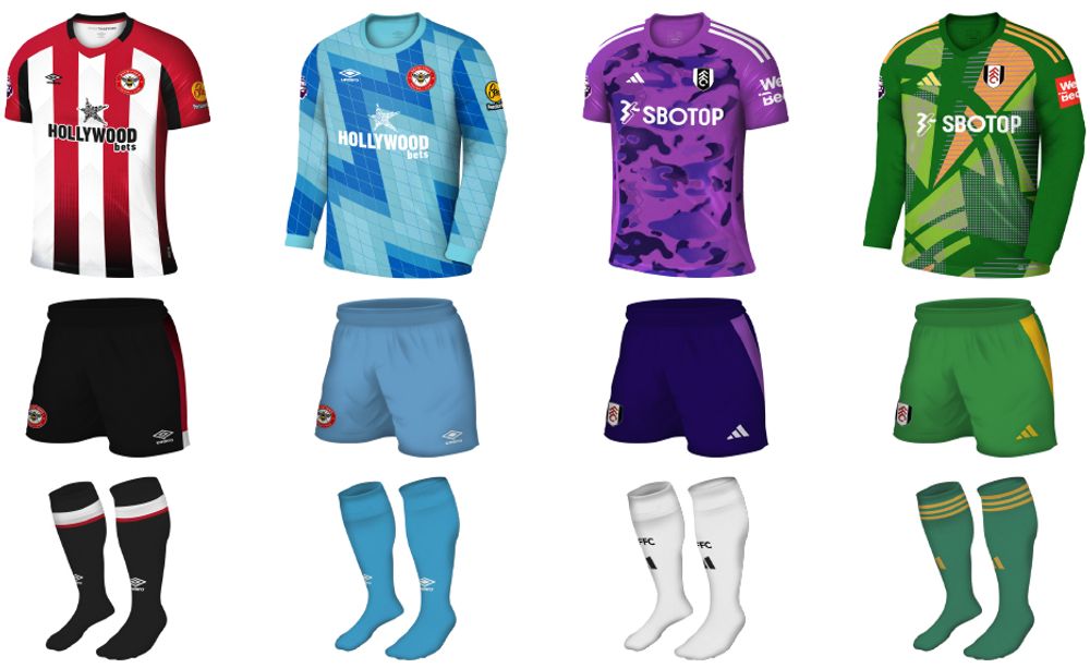 Brentford v Fulham kits Brentford v Fulham kits