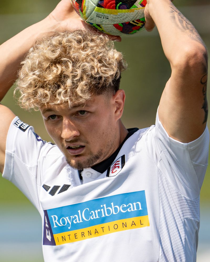 Fulham Under-21s midfielder Oliver Gofford takes a thrown in