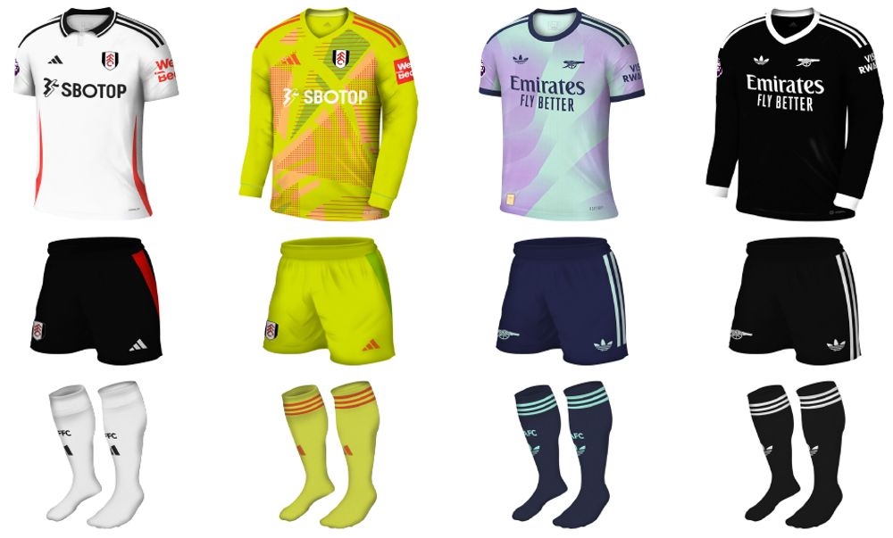 Fulham x Arsenal kits