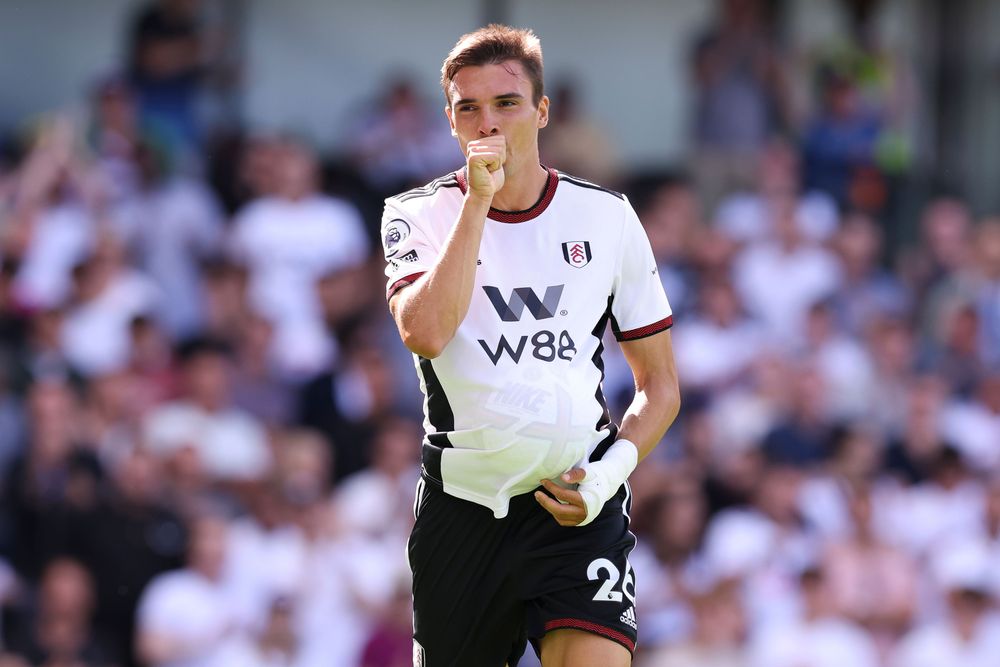 João Palhinha celebrates scoring his first goal for Fulham João Palhinha celebrates scoring his first goal for Fulham