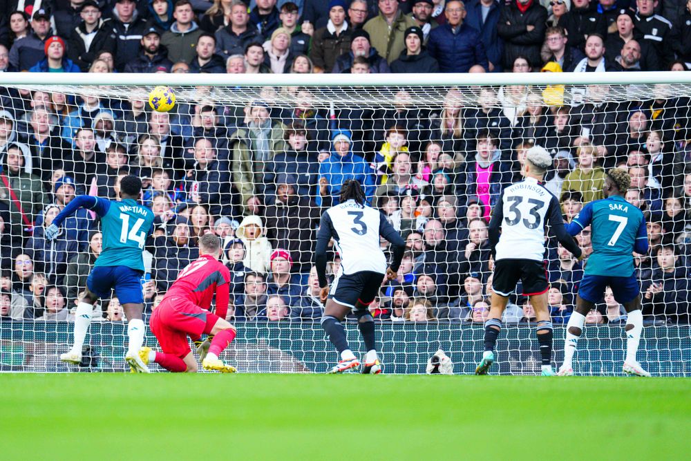 Bukayo Saka scores the opening goal