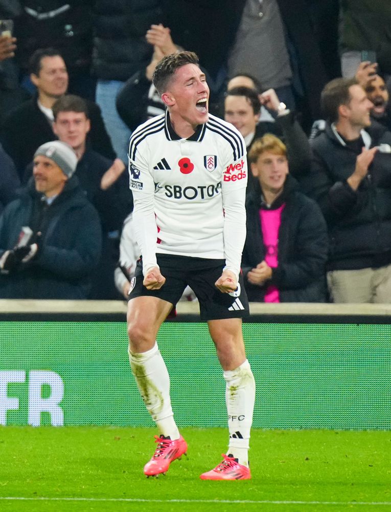 Harry Wilson celebrates his second goal against Brentford