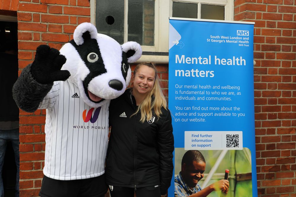 Billy the Badger and the Foundation's Laura Everton on our Mental Health Matchday